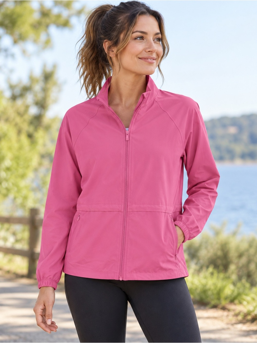 All in Motion Premium Jacket Berry Pink Full Zip NWT Size Small